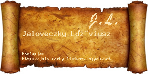 Jaloveczky Líviusz névjegykártya